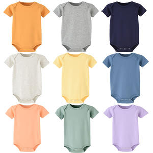 Nouveau-né Essentials 100% coton plaine fille vêtements 6-12 mois tricoté à manches courtes combinaison bébé barboteuse - Product Image 6