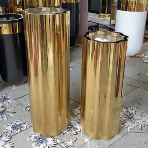 Jardin Maison Décoratif Acier Inoxydable Métal <span class=keywords><strong>Grand</strong></span> <span class=keywords><strong>Vase</strong></span> à Fleurs Or/Pot à Plantes Extérieur/Pot à Fleurs - Product Image 4