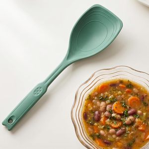 Spatule-cuillère multifonctionnelle en silicone pour usage domestique, compatible avec les poêles antiadhésives, résistante aux hautes températures, antidérapante, alimentaire, lavable à la main - Product Image 3