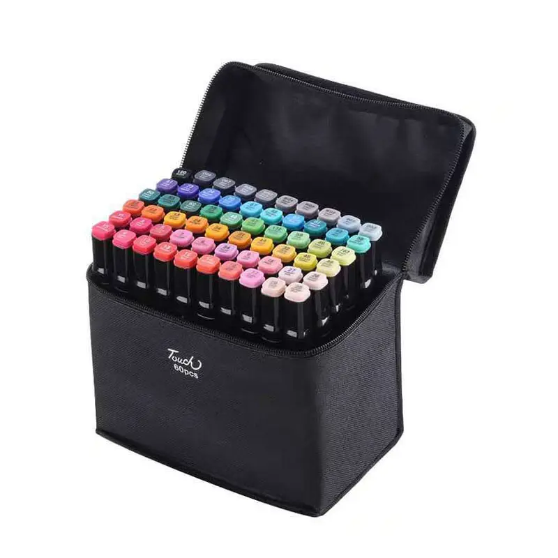 Selecteerbare Professionele 24-80 Kleuren Op Voorraad Dubbele Tip Art Coloring Pennen Dual Tip Alcohol Brush Marker Pen Set