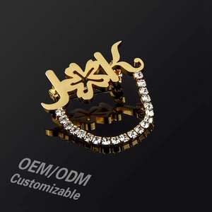 Lencana Logam Berhias Berlian dengan Bros Mewah Berlian, Logo Baja Tahan Karat Kustom, Pin Lencana Dada Perusahaan - Product Image 5