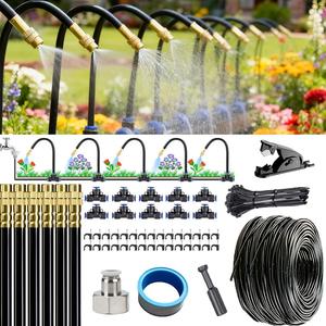 Système d'arrosage automatique 5m 46m avec raccords universels et têtes en acier inoxydable, kit d'irrigation rapide pour jardin extérieur - Product Image 1