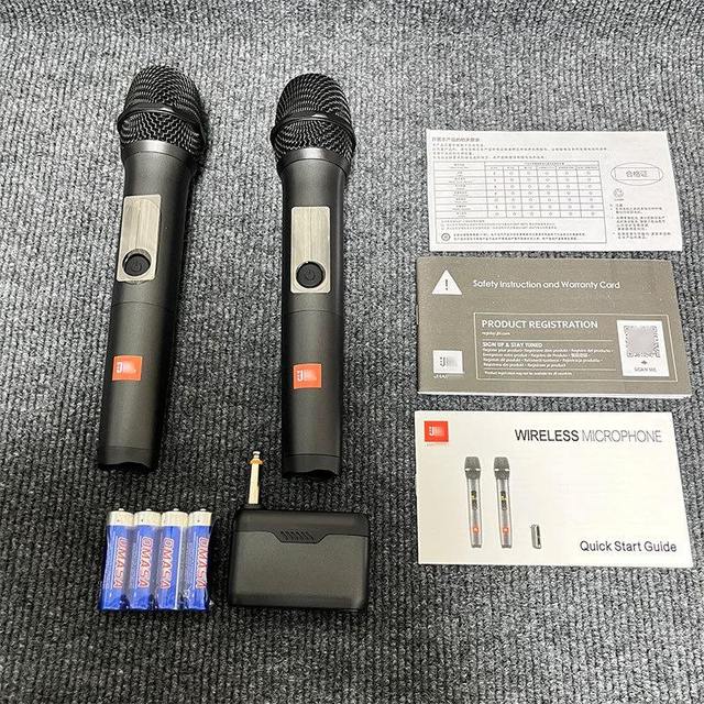 UHF Dual Channel Wireless Microphone Set for PartyBox Karaoke, Two Handheld Mics & Receiver