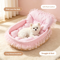 Lit Nid Douillet et Mignon pour Petits Chiens et Chats, Bordure en Dentelle Ovale, Doux pour Dormir, Décoration Intérieure, Meuble pour Animaux de Compagnie, Toutes Saisons, Faible MOQ, Vente en Gros