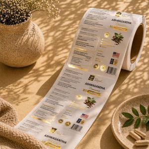 Etiquetas Adhesivas de Lujo con Estampado en Dorado para Logotipos de Marca, Impresión de Etiquetas de Productos, Diseño Personalizado, Etiquetas de Vinilo en Rollo Resistentes al Agua - Product Image 1