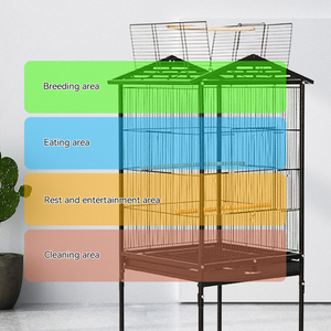 Cage à oiseaux mobile sur roues pour l'alimentation, tubes en fer cage à oiseaux fantaisie pour Pigeons perroquets <span class=keywords><strong>nichoir</strong></span> avec bassins - Product Image 3