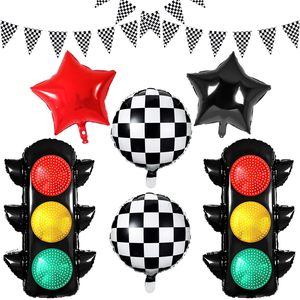 Set di Palloncini in Foil: Semaforo, Parcheggio, Taradiga, Decorazioni per Feste Notturne, Veicolo Fuoristrada, Due Veloci Piloti, Forniture per Bar 'Let's Go Racing' - Product Image 2