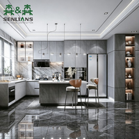 Armoire murale de cuisine personnalisée exclusive SLS, évier, comptoir en marbre, accessoires, moderne, modulaire, bois, résistant à l'eau, écologique