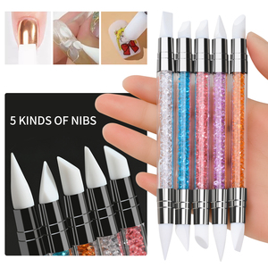 Hermoso Set de Pinceles de Silicona de Doble Punta para Uñas con Diamantes, 5 Piezas, con Material Plástico para Arte de Uñas - Product Image 2