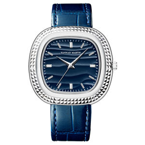 Reloj de Lujo con Logotipo Personalizado HANNAH MARTIN para Hombre, Esfera Cuadrada, Correa de Cuero, Reloj de Pulsera de Cuarzo Resistente al Agua, Relojes Casuales de Moda para Hombre - Product Image 6