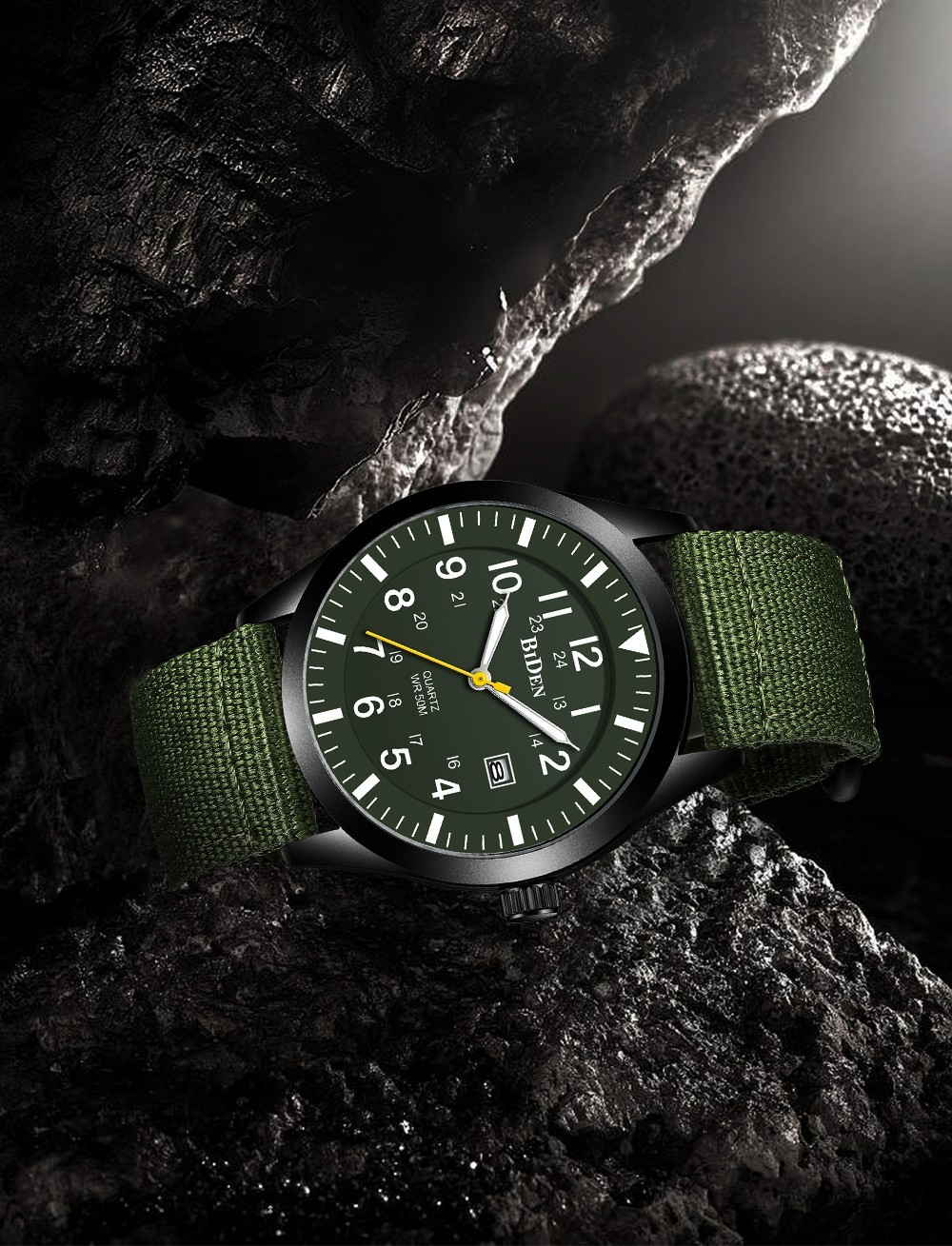 0321 Men's Quartz Wristwatch with Nylon Band, 50M Waterproof