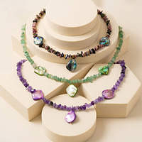 Collier d'été en acier inoxydable avec pendentif coquillage, collier de plage avec perles de pierres naturelles colorées