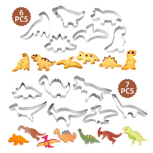 Stainless steel cartoon dinosaur <b>cookie</b> mold, fondant mousse ring, DIY baking tool set, 6-piece cake <b>cutting</b> kit - Product Image 5