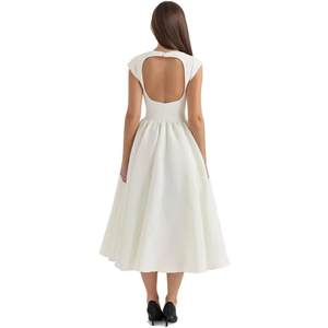 Custom Satin Midi women dresses elegant Pleated <b>Tulle</b> <b>Underskirt</b> Tight Waist sexy dress Solid Color office dress for women - Product Image 4