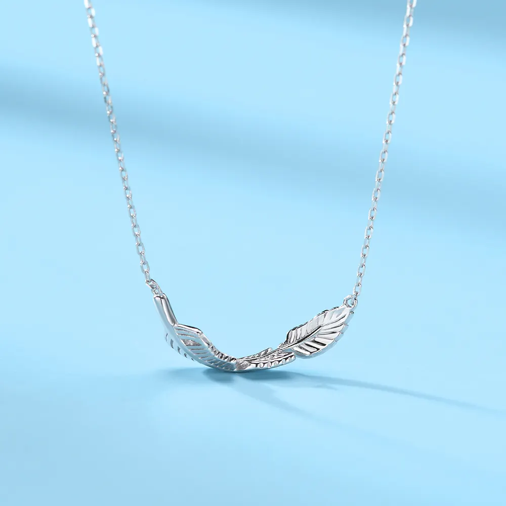 Collar 925 Sterling Silver Jewelry Long Leaf Design Clavicle Pendant Necklace With Cubic Zirconia For Women Lady Gift