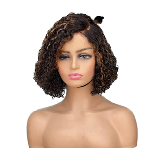 Joywigs Human Hair <strong>Wigs</strong> 5*5 HD Lace Highlight Color Short Curly Bob with Body Wave Loose Wave Jerry <strong>Curl</strong> Natural Wave Styles - Product Image 1