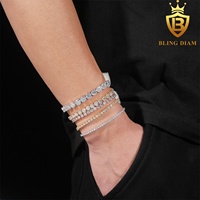 En gros, prêt à expédier : Chaîne tennis en moissanite 2mm/3mm/4mm/5mm/6.5mm, Collier chaîne tennis HipHop en argent sterling 925, Bijoux pour rappeurs