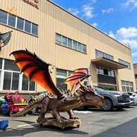 Dragon Animatronique Géant Occidental Automatique Télécommandé en Métal et Silicone Étanche pour Parc d'Aventures et Utilisation Extérieure en Garderie