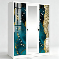 Armoire métallique personnalisée imprimée pour chambre à coucher, placard en acier ignifuge et étanche pour rangement domestique