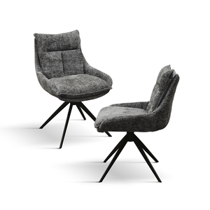 Set di 2 sedie Biagio in tessuto grigio con base in metallo per interni, sedie da soggiorno - Product Image 2