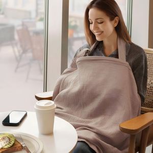 Couverture d'allaitement douce et respirante 100% coton avec sangle de cou réglable, tablier d'allaitement multi-usages - Product Image 2