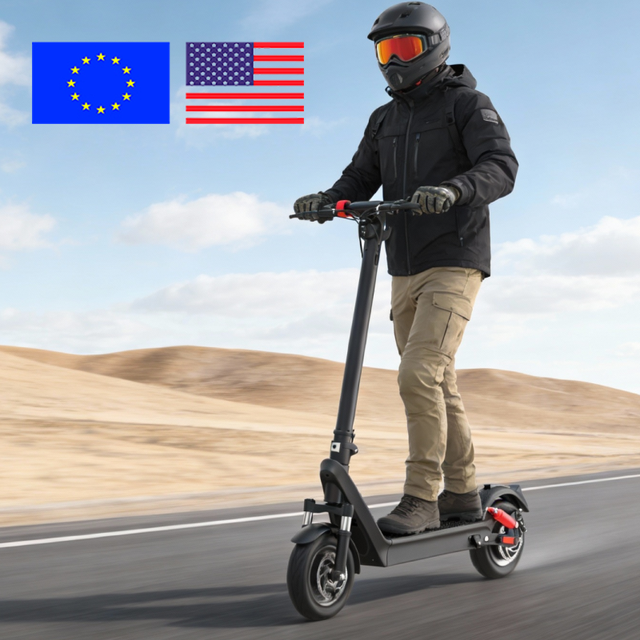 Off-Road Electric Scooter Brushless Motor 10" Tubeless Tires Dual Disc Brakes & Shock Absorbers Foldable Kick Scooter for Adults