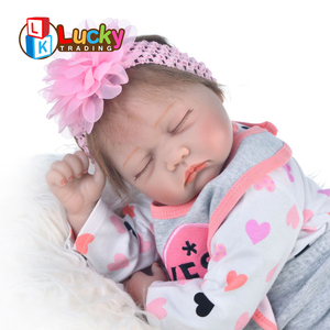 55cm 아기 인형 어린이 장난감 시뮬레이션 머리카락 잠자는 비닐 소녀 리얼리스틱 베베 인형 리본 - Product Image 2