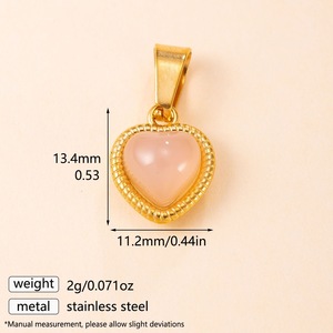 Pingente de Coração em Aço Inoxidável P509 com Revestimento Dourado e Pedra Natural, Ônix Preto, Ágata Vermelha, Pedra Branca e Olho de Tigre para Colar DIY - Product Image 6
