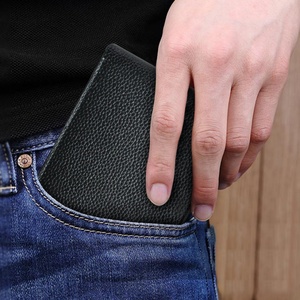 Boshiho Men Front Pocket <b>Wallet</b> Black Slim Pouch Customized Best Leather Business <b>Wallet</b> Card <b>Holder</b> for Men - Product Image 6