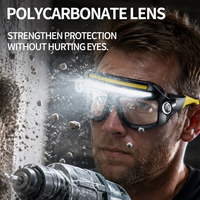 Lampe frontale ABS pour lunettes, éclairage de travail mains libres avec lampes latérales, capteur de mouvement, lumière LED rechargeable pour le travail