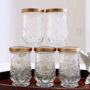 Nouveau joli pot en verre de 50ml de miel de nid d'oiseau de caviar scellé transparent de silex extra en forme avec couvercle en métal - Product Image 1