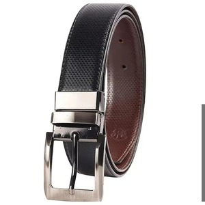 Ceinture en cuir véritable de qualité supérieure pour hommes bleus élégants en cuir de vache avec double couture et boucle en alliage - Product Image 4