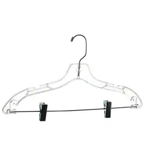 Swivel Hook Clear Transparent Plastic Top Hanger For Wholesale Non Slip Clear Hanger With Clip Transparent Clothes Hanger