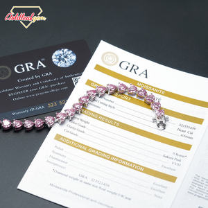 Bracelet tennis en argent 925 plaqué or classique avec diamant moissanite en forme de cœur rose personnalisé VVS VS, cadeau de festival pour femmes GRA - Product Image 4