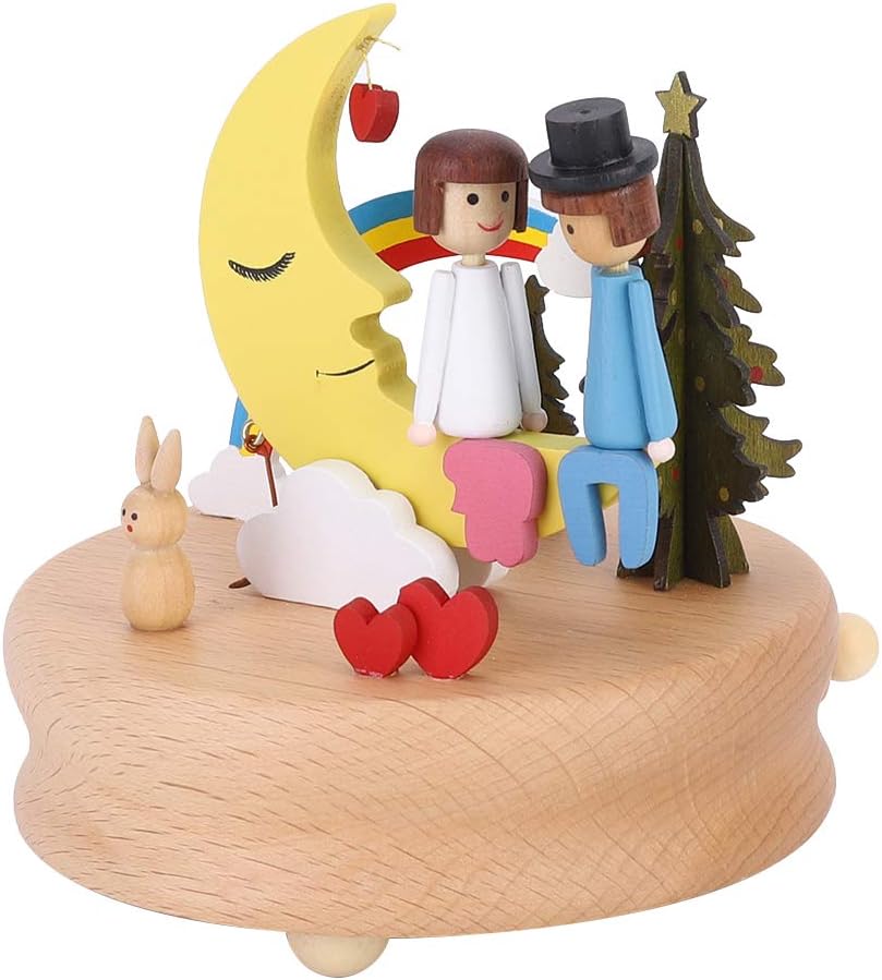 52705037 Lovers on moon wooden music box