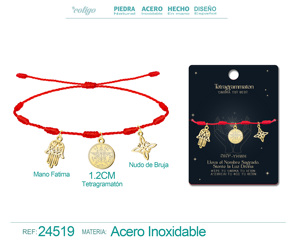 Bracciale da 7 nodi con nodo da strega e Tetragrammaton oro inox portafortuna protezione amuleto - Product Image 6