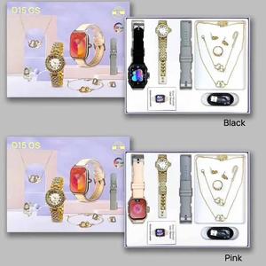 Confezione regalo di lusso D15 GS 6-in-1 da donna elegante abito quadrato impermeabile collana orecchini anello risposta funzione compatibile iOS - Product Image 5