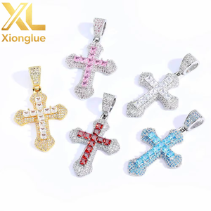 New Fashion Iced Out Bling 5A <b>Cross</b> Pendant Necklace Twisted <b>Chain</b> Hip Hop Jewelry for Men Gift Copper Alloy 18K Gold Plated - Product Image 6