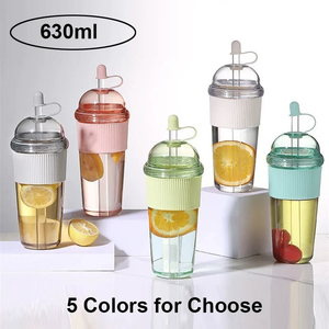 Gobelets à paille grande capacité 630 ml avec couvercle et ensemble de brosses de nettoyage – Tasses à thé au lait Boba, café, jus et boissons froides - Product Image 6