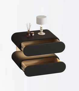Mesitas de Noche Modernas de Lujo en Cuero para Dormitorio, con 2 Cajones y Espejo, Ajustables - Product Image 4