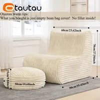 Housse de pouf en forme de L en fausse fourrure épaisse inclinable moderne OTAUTAU SF460 sans rembourrage, housse amovible