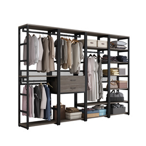 Walk In <b>Wardrobe</b> Floor Standing Clothes Rack With Drawers Double Layer Combination Open Shelf <b>Large</b> Capacity Clothing Organizer - Product Image 5