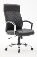 Chaise de bureau ergonomique de direction en cuir PU, dossier haut, inclinable, siège pivotant, hauteur réglable, base en acier chromé