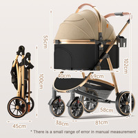 Poussette de luxe moderne pour animaux de compagnie à vision panoramique, pliable à une main, avec espace privé, fabrication de chariots