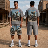 Ensemble 2 pièces d'été pour homme : T-shirt oversize à col rond et short, imprimé graphique basketball, style streetwear décontracté et respirant