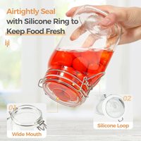 Bocal de conservation des aliments en verre de 50oz avec couvercle hermétique, grande boîte de cuisine pour les pâtes à café et les céréales, pot Mason carré