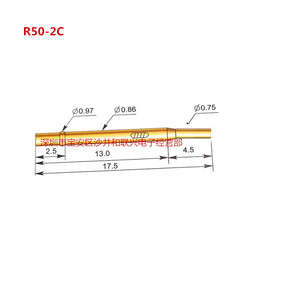 Tubo de prueba R50-2C, funda de pines de cobre de 0,86mm para piezas de instrumentos, paquete de 100 unidades - Product Image 2