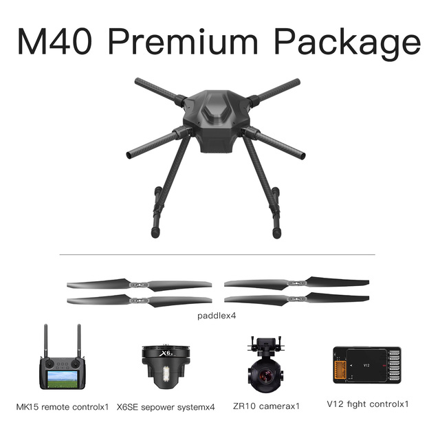 JIS M40 Carbon Fiber Quadcopter Drone Frame GPS Positioning Hobbywing X6se with 31-40min Flight Time Expert