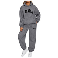 Fabricants de sweats à capuche et de pantalons de survêtement personnalisés avec impression maman, manches longues, col rond, ensemble deux pièces