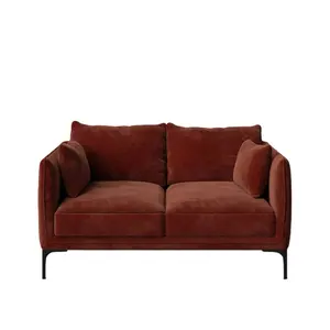 Desain mewah ruang tamu santai nyaman kain beludru ukuran kustom Sofa 3 tempat duduk tunggal
